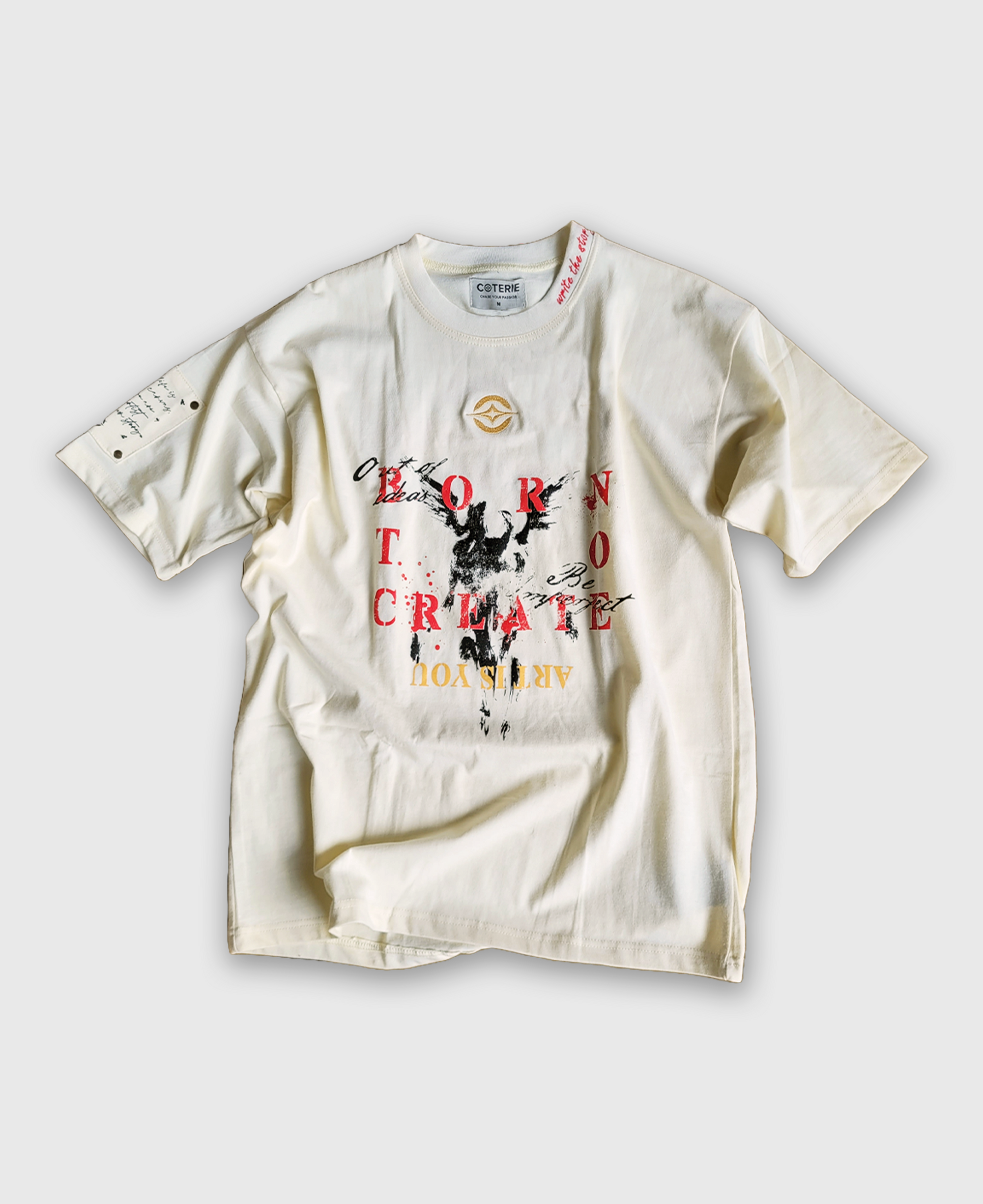 BORN TO CREATE T-SHIRT - FLAT WHITE