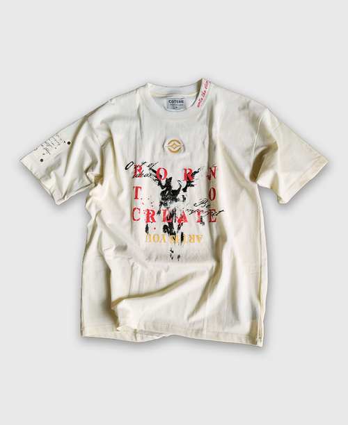 BORN TO CREATE T-SHIRT - FLAT WHITE