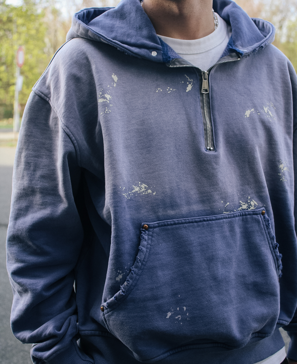 ENDLESS VISION HALF-ZIP HOODIE - ASH BLUE